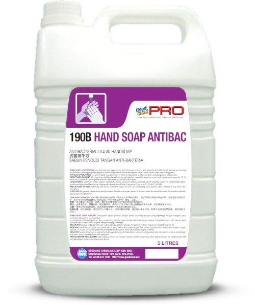 GMP190B Antibacterial Liquid Hand Soap (5L), manufactured by Saraya Goodmaid.